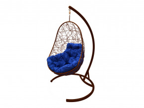 Кокон Овал с ротангом синяя подушка в Нижневартовске - nizhnevartovsk.magazinmebel.ru | фото - изображение 1
