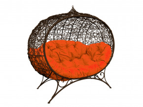 Кокон Улей на ножках с ротангом оранжевая подушка в Нижневартовске - nizhnevartovsk.magazinmebel.ru | фото
