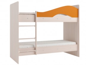 Кровать 2-х ярусная Мая на латофлексах млечный дуб, оранжевая в Нижневартовске - nizhnevartovsk.magazinmebel.ru | фото
