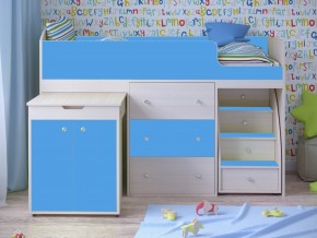 Кровать чердак Малыш 80х180 Дуб молочный, Голубой в Нижневартовске - nizhnevartovsk.magazinmebel.ru | фото - изображение 1