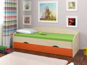 Кровать Соня 2 дуб молочный-оранжевый в Нижневартовске - nizhnevartovsk.magazinmebel.ru | фото - изображение 1