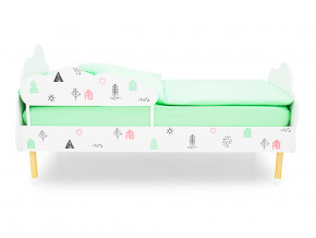 Кровать Stumpa Облако с бортиком рисунок Домики розовый, бирюзовый в Нижневартовске - nizhnevartovsk.magazinmebel.ru | фото - изображение 3